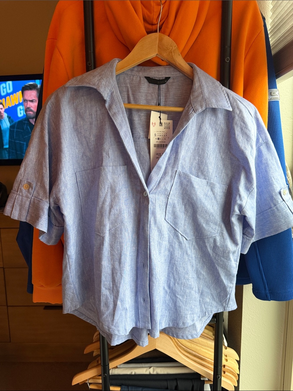 Zara Light Blue Women's Casual Button-Down Shirt